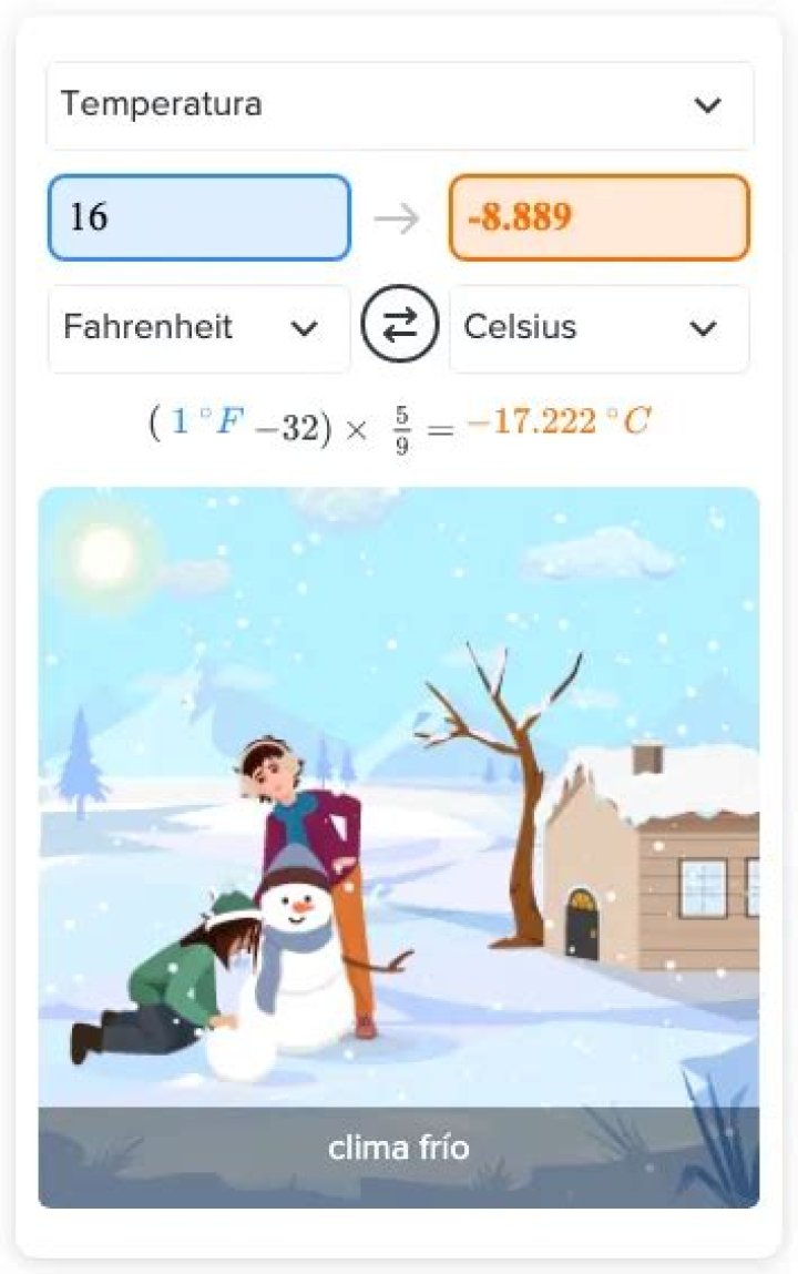 16 Fahrenheit
