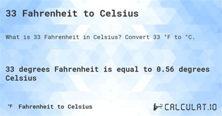 33 Fahrenheit